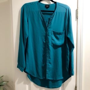 Mossimo Flowy Teal Button-up Blouse